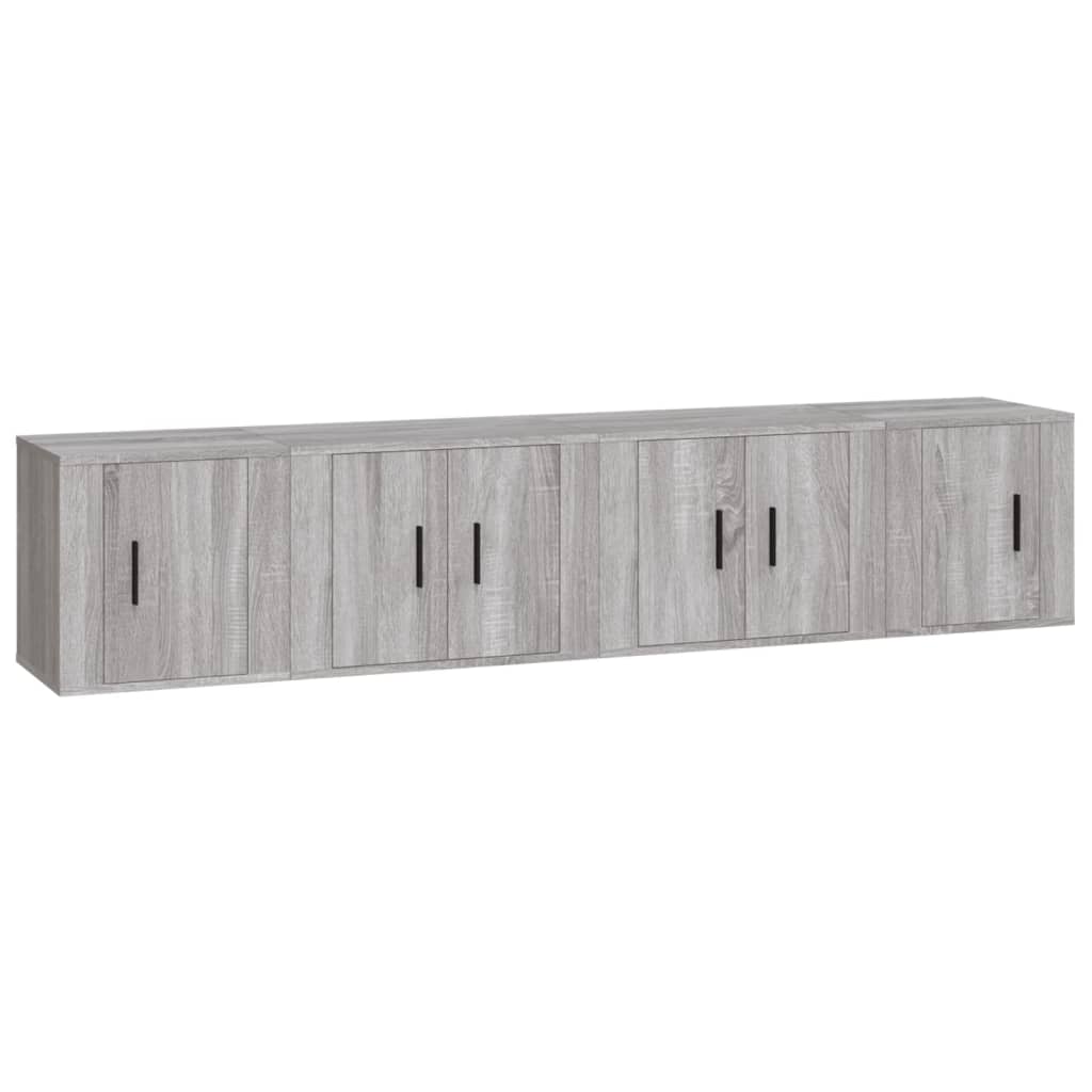 Set di Mobili Porta TV 4 pz Grigio Sonoma in Legno Multistrato 3188436