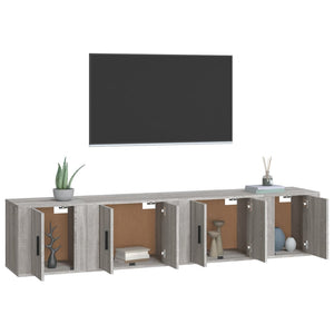 Set di Mobili Porta TV 4 pz Grigio Sonoma in Legno Multistrato 3188436