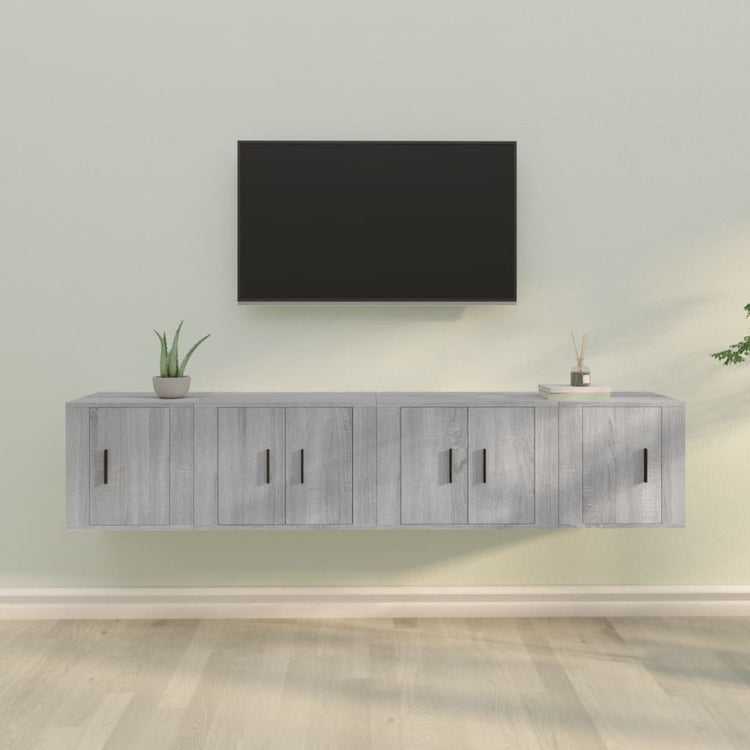 Set di Mobili Porta TV 4 pz Grigio Sonoma in Legno Multistrato 3188436