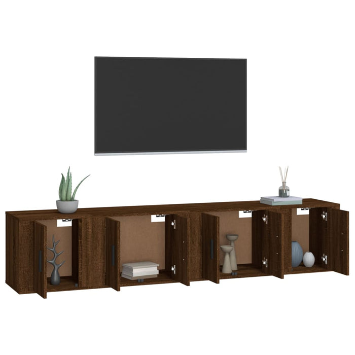 Set Mobili Porta TV 4 pz Rovere Marrone in Legno Multistrato 3188437