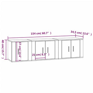 Set Mobili Porta TV 3 pz Nero in Legno Multistrato 3188439