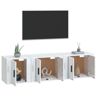 Set Mobili Porta TV 3 pz Bianco Lucido in Legno Multistrato 3188440