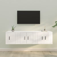 Set Mobili Porta TV 3 pz Bianco Lucido in Legno Multistrato 3188440