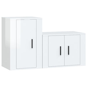 Set di Mobili Porta TV 2 pz Bianco Lucido in Legno Multistrato 3188448