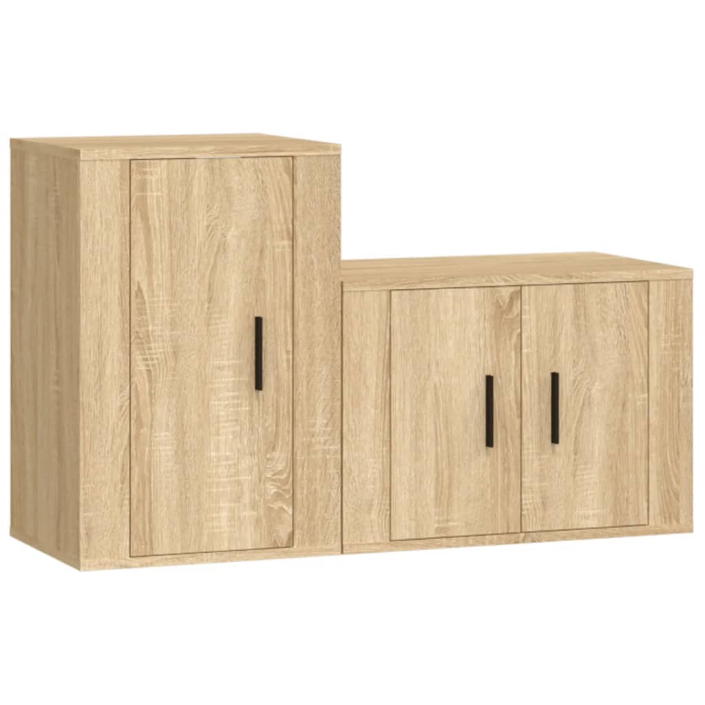 Set di Mobili Porta TV 2 pz Rovere Sonoma in Legno Multistrato 3188449