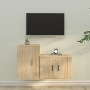 Set di Mobili Porta TV 2 pz Rovere Sonoma in Legno Multistrato 3188449