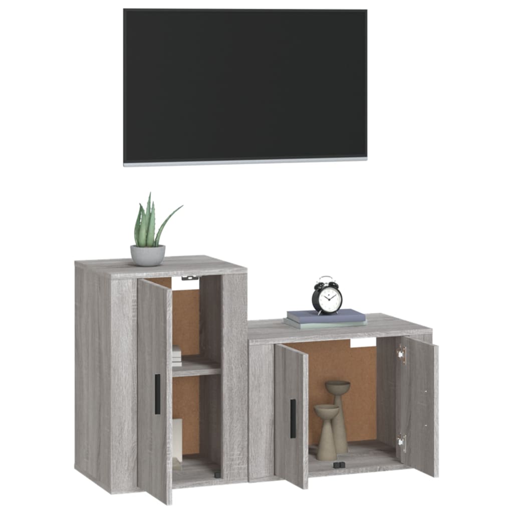 Set Mobili Porta TV 2 pz Grigio Sonoma in Legno Multistrato 3188452