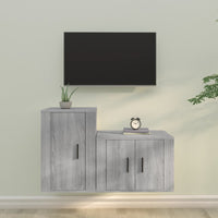 Set Mobili Porta TV 2 pz Grigio Sonoma in Legno Multistrato 3188452