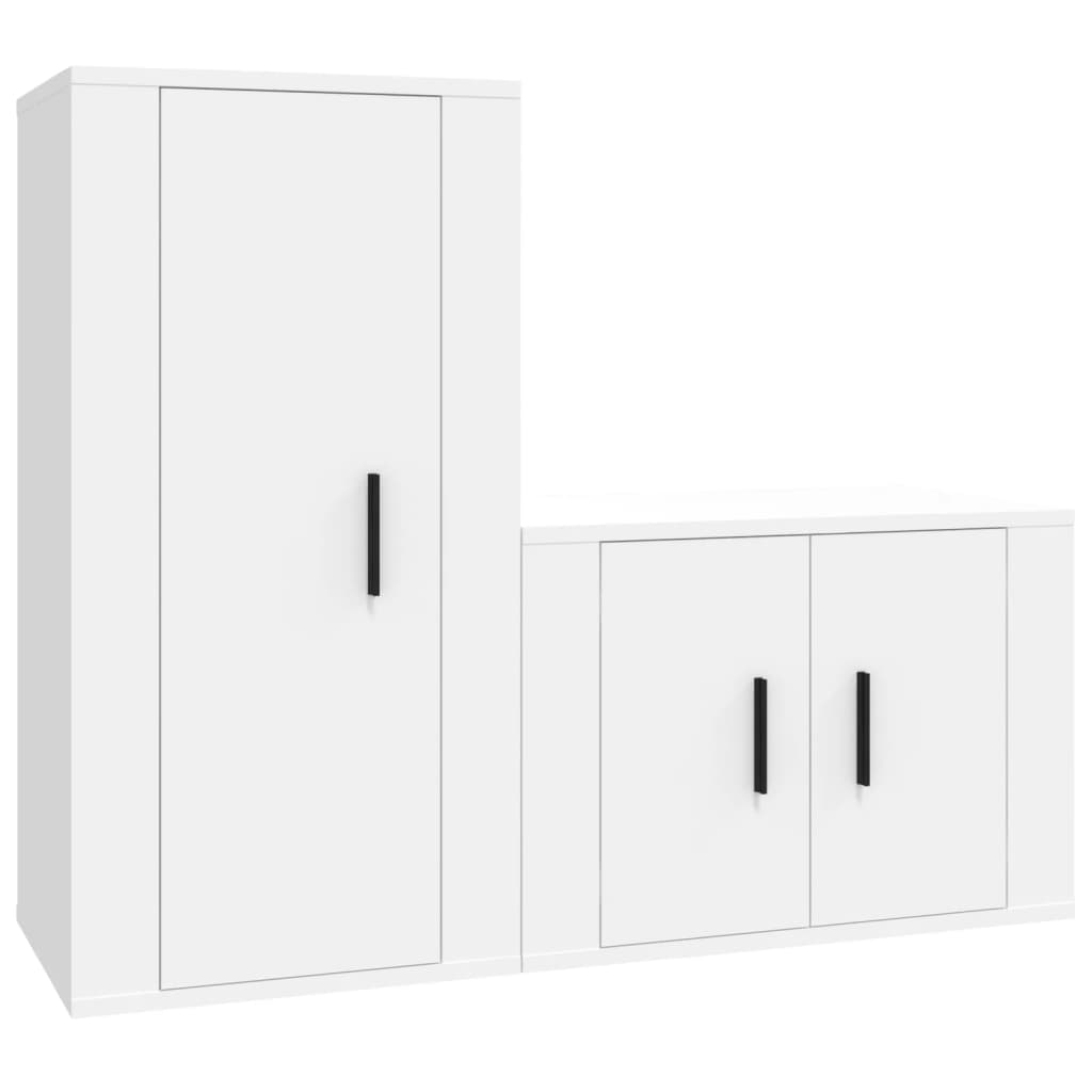 Set di Mobili Porta TV 2 pz Bianco in Legno Multistrato 3188454