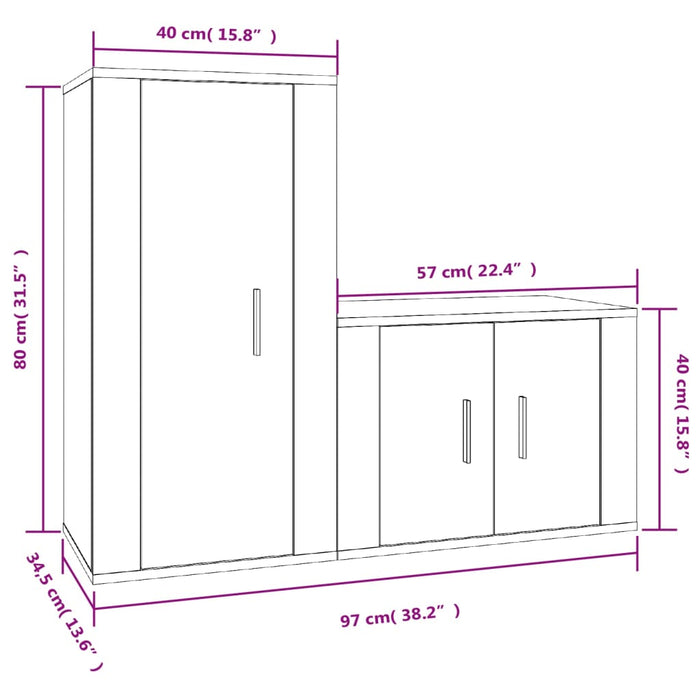 Set di Mobili Porta TV 2 pz Bianco in Legno Multistrato 3188454