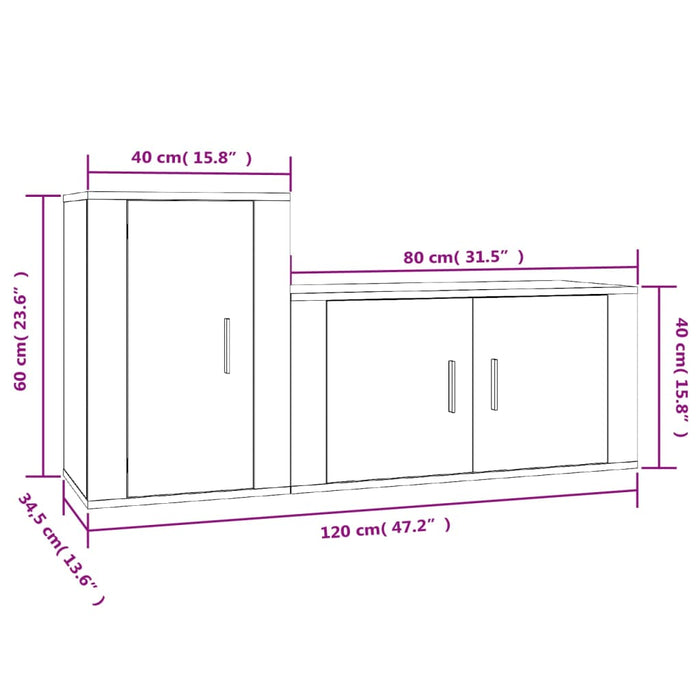 Set di Mobili Porta TV 2 pz Bianco in Legno Multistrato 3188462