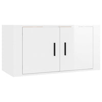 Set di Mobili Porta TV 2 pz Bianco Lucido in Legno Multistrato 3188464