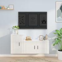 Set di Mobili Porta TV 2 pz Bianco Lucido in Legno Multistrato 3188464