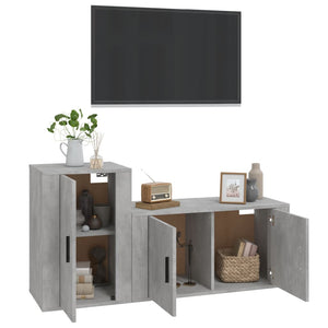 Set di Mobili Porta TV 2 pz Grigio Cemento in Legno Multistratocod mxl 76816