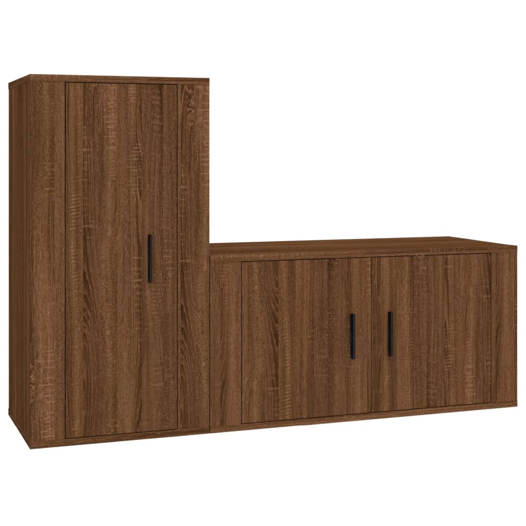 Set Mobili Porta TV 2 pz Rovere Marrone in Legno Multistrato 3188477