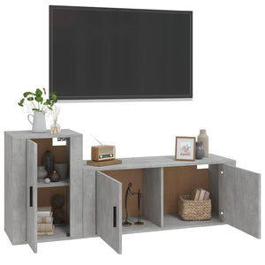 Set di Mobili Porta TV 2 pz Grigio Cemento in Legno Multistrato 3188482