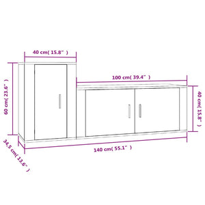 Set di Mobili Porta TV 2 pz Grigio Cemento in Legno Multistrato 3188482