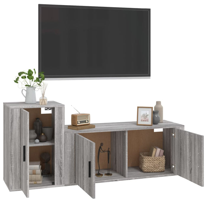 Set Mobili Porta TV 2 pz Grigio Sonoma in Legno Multistratocod mxl 100768