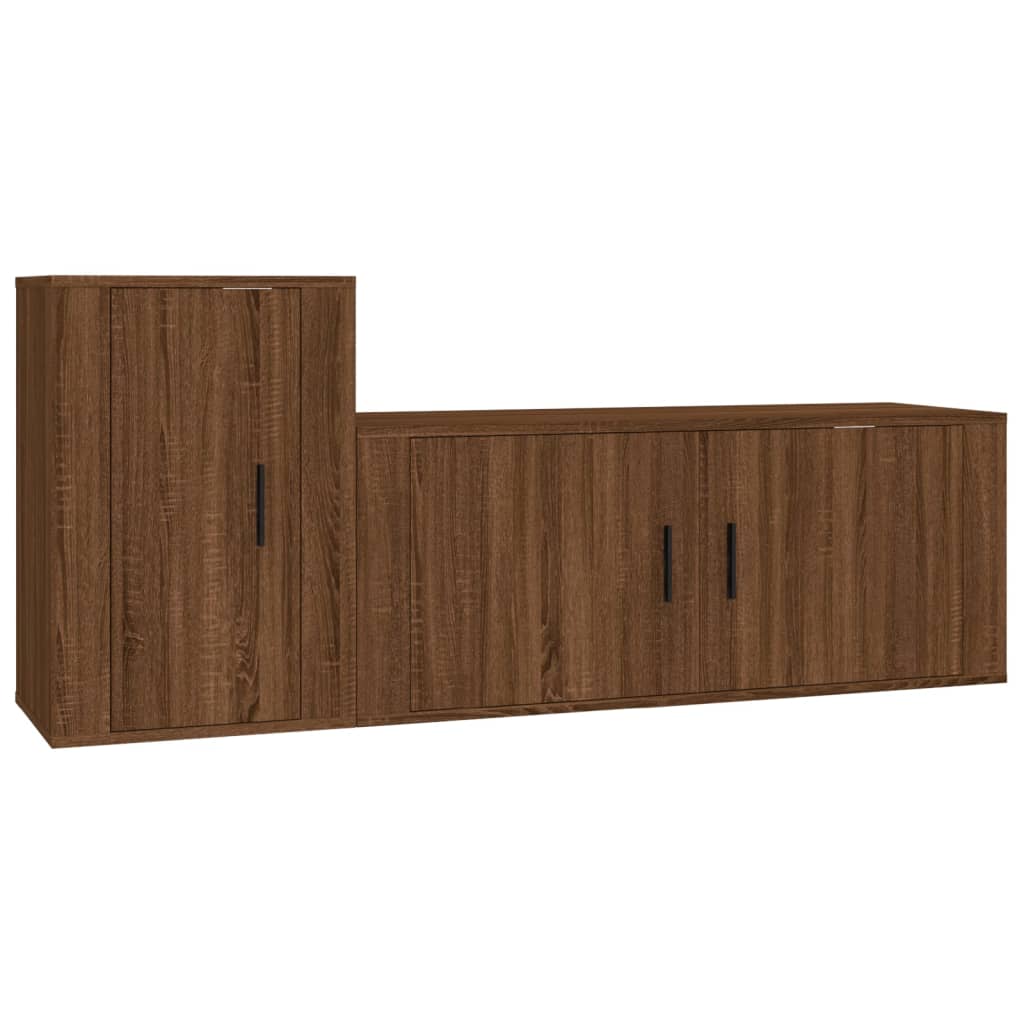 Set Mobili Porta TV 2 pz Rovere Marrone in Legno Multistrato 3188485