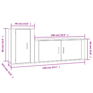 Set Mobili Porta TV 2 pz Rovere Marrone in Legno Multistrato 3188485