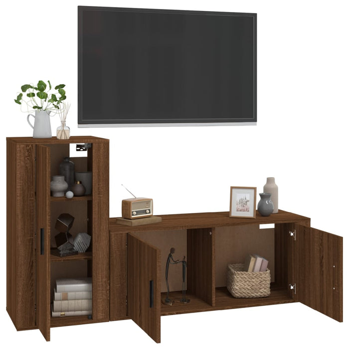 Set Mobili Porta TV 2 pz Rovere Marrone in Legno Multistrato 3188493