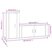 Set Mobili Porta TV 2 pz Rovere Marrone in Legno Multistrato 3188493