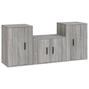 Set Mobili Porta TV 3 pz Grigio Sonoma in Legno Multistrato 3188500