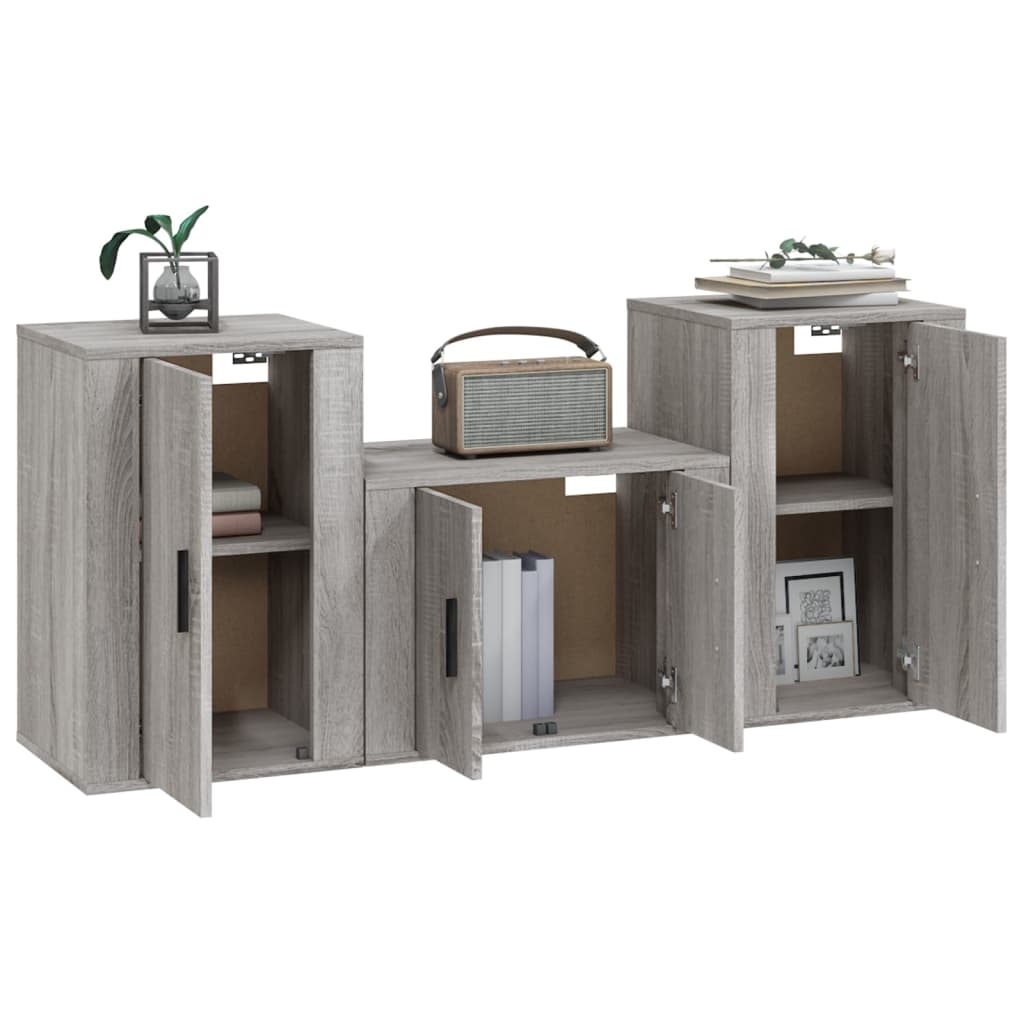 Set Mobili Porta TV 3 pz Grigio Sonoma in Legno Multistrato 3188500