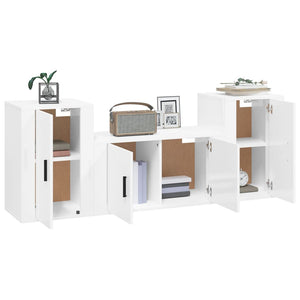 Set Mobili Porta TV 3 pz Bianco Lucido in Legno Multistratocod mxl 124741