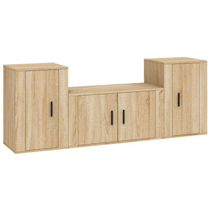 Set di Mobili Porta TV 3 pz Rovere Sonoma in Legno Multistrato 3188505