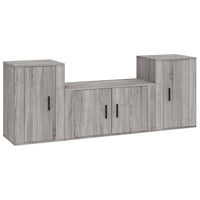 Set Mobili Porta TV 3 pz Grigio Sonoma in Legno Multistratocod mxl 100756