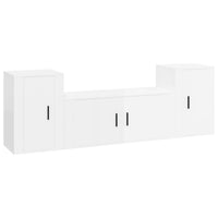 Set Mobili Porta TV 3 pz Bianco Lucido in Legno Multistrato 3188512