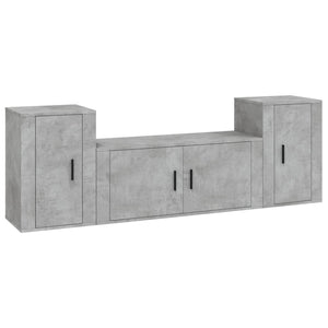 Set di Mobili Porta TV 3 pz Grigio Cemento in Legno Multistratocod mxl 76838