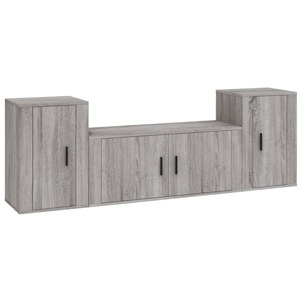 Set Mobili Porta TV 3 pz Grigio Sonoma in Legno Multistratocod mxl 76796