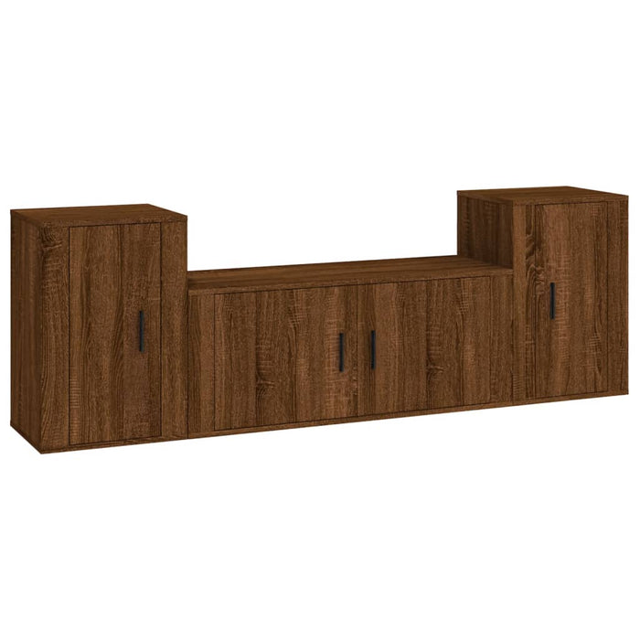 Set Mobili Porta TV 3 pz Rovere Marrone in Legno Multistrato 3188517