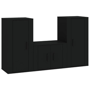 Set Mobili Porta TV 3 pz Nero in Legno Multistrato 3188519