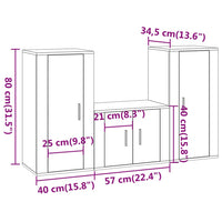 Set Mobili Porta TV 3 pz Bianco Lucido in Legno Multistrato 3188520