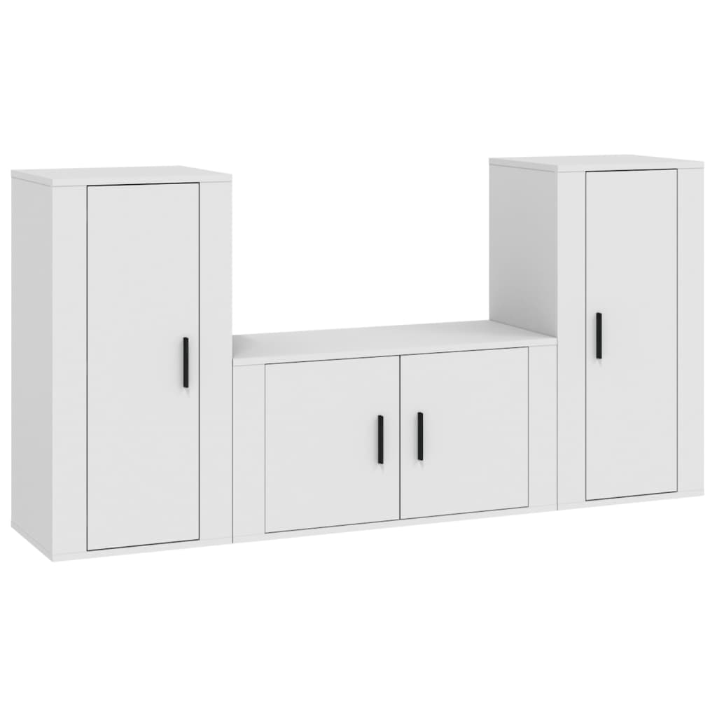 Set Mobili Porta TV 3 pz Bianco in Legno Multistrato 3188526