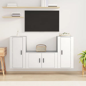 Set Mobili Porta TV 3 pz Bianco in Legno Multistrato 3188526