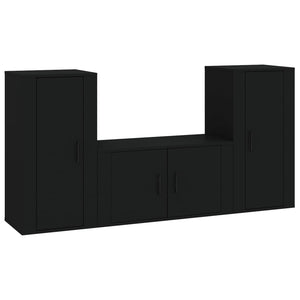 Set Mobili Porta TV 3 pz Nero in Legno Multistrato 3188527