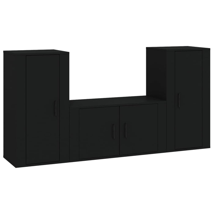 Set Mobili Porta TV 3 pz Nero in Legno Multistrato 3188527