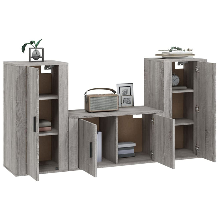 Set Mobili Porta TV 3 pz Grigio Sonoma in Legno Multistrato 3188532