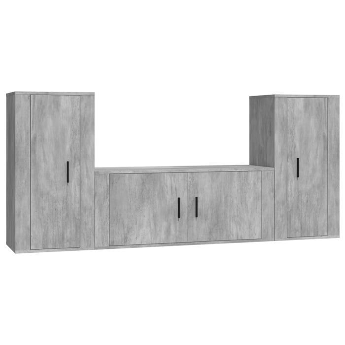 Set di Mobili Porta TV 3 pz Grigio Cemento in Legno Multistratocod mxl 124706