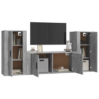 Set di Mobili Porta TV 3 pz Grigio Cemento in Legno Multistratocod mxl 124706