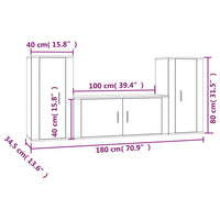 Set di Mobili Porta TV 3 pz Grigio Cemento in Legno Multistrato 3188538