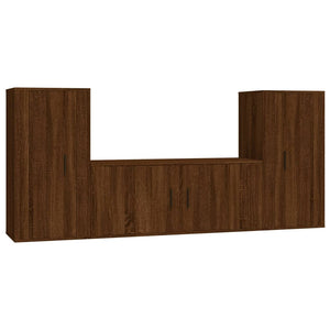 Set Mobili Porta TV 3 pz Rovere Marrone in Legno Multistrato 3188541