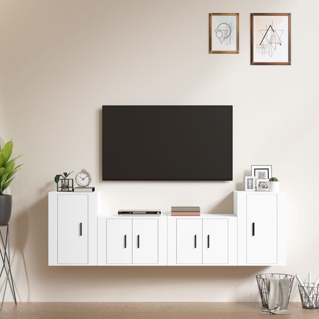 Set di Mobili Porta TV 4 pz Bianco in Legno Multistratocod mxl 77303