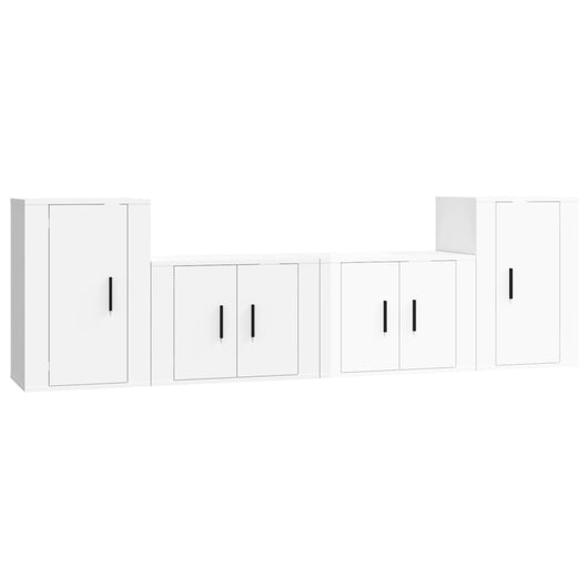 Set di Mobili Porta TV 4 pz Bianco Lucido in Legno Multistratocod mxl 124707