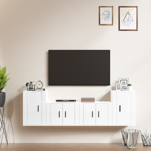 Set di Mobili Porta TV 4 pz Bianco Lucido in Legno Multistratocod mxl 124707