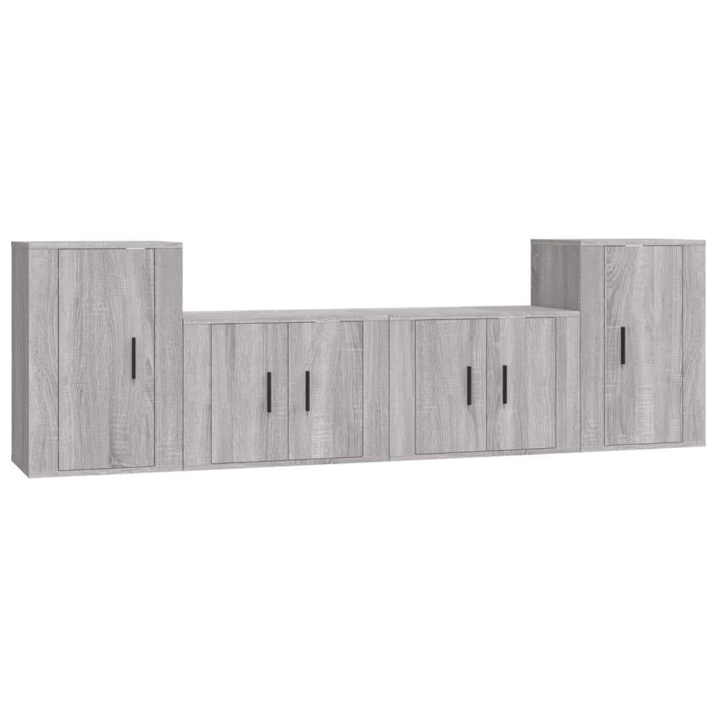 Set di Mobili Porta TV 4 pz Grigio Sonoma in Legno Multistrato 3188548